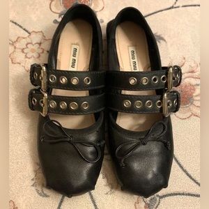 MIU MIU black buckle slip-on ballet flats EU37